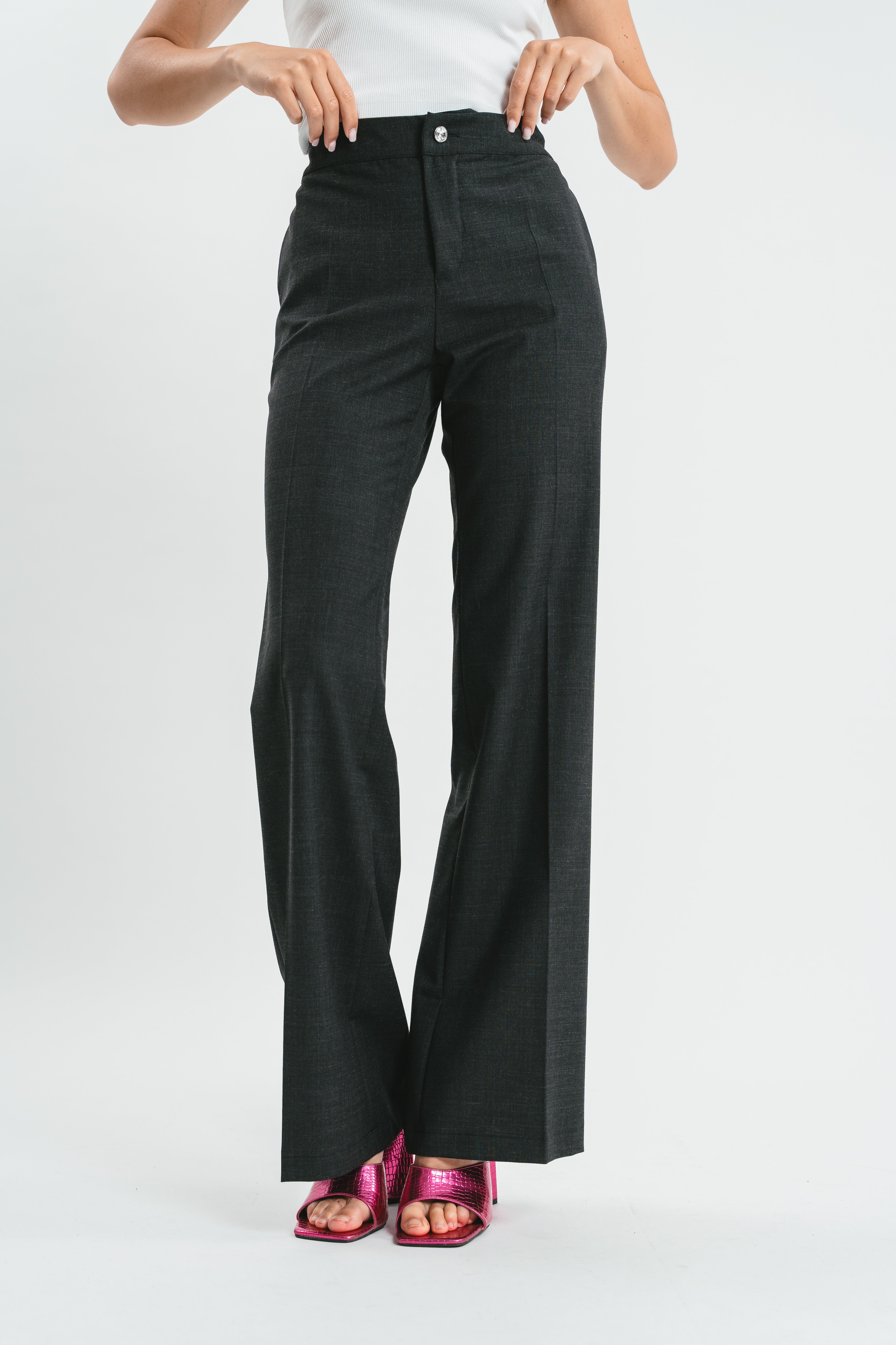 Cigarette trousers with jewel button