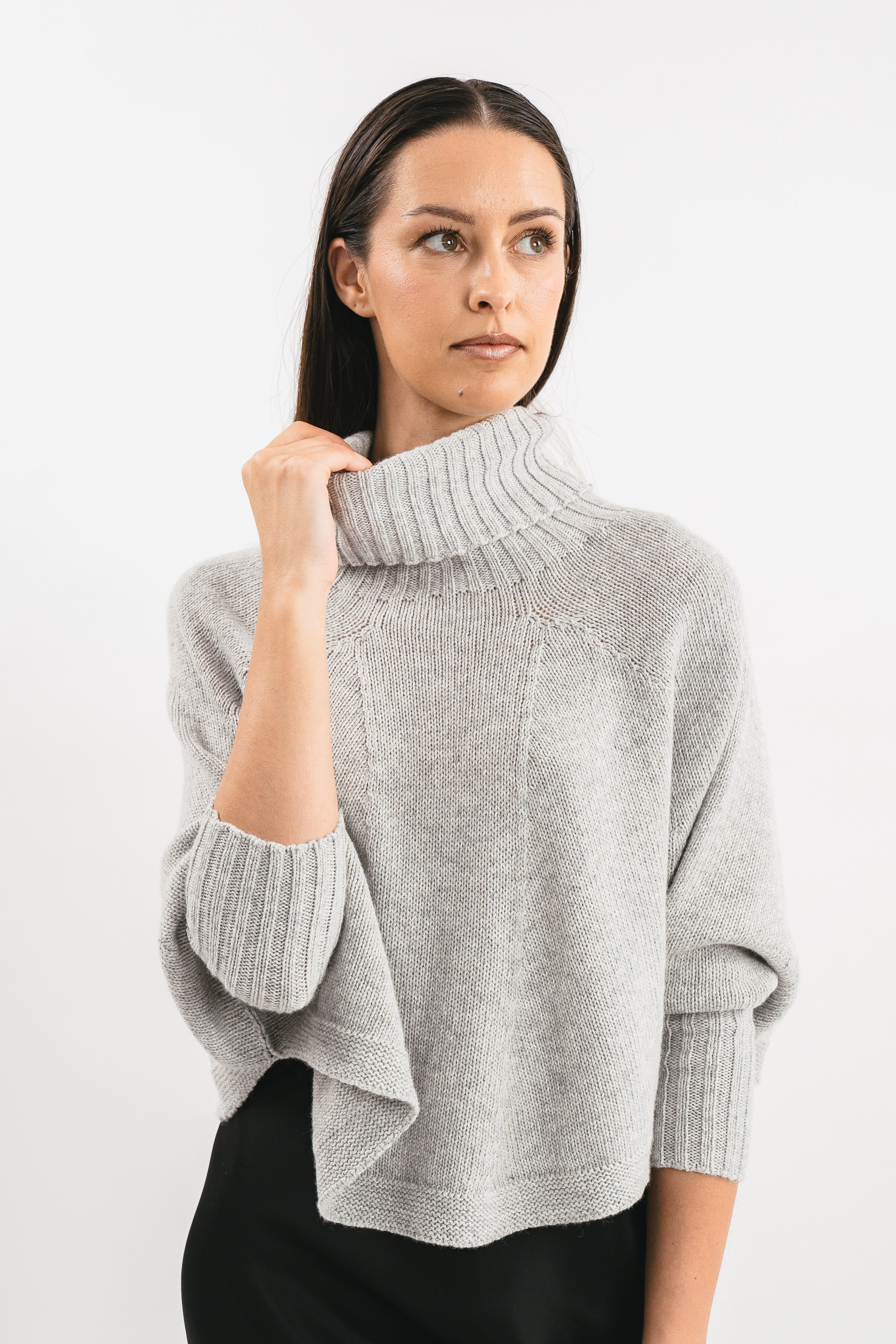 High neck poncho sweater