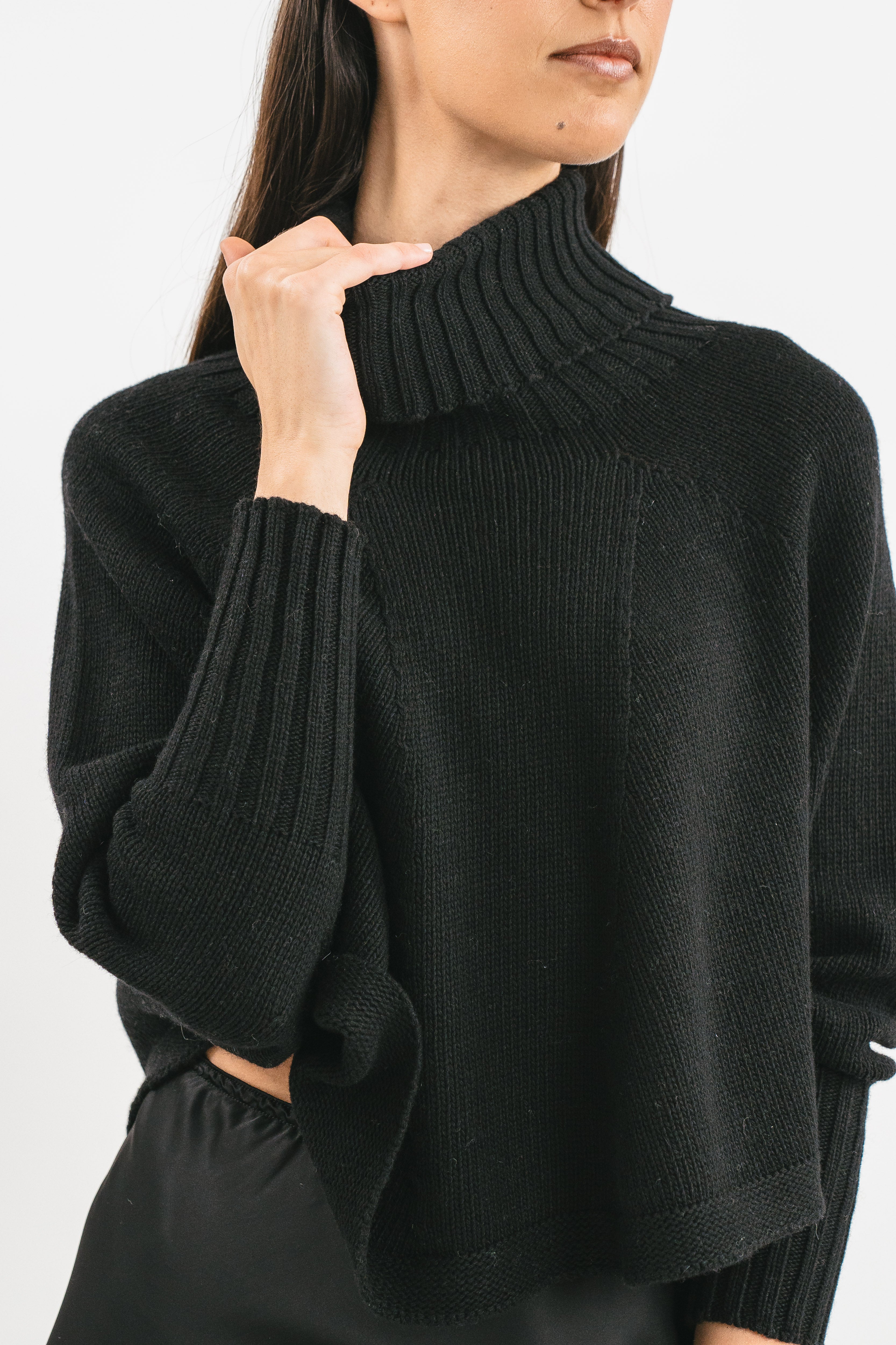 High neck poncho sweater