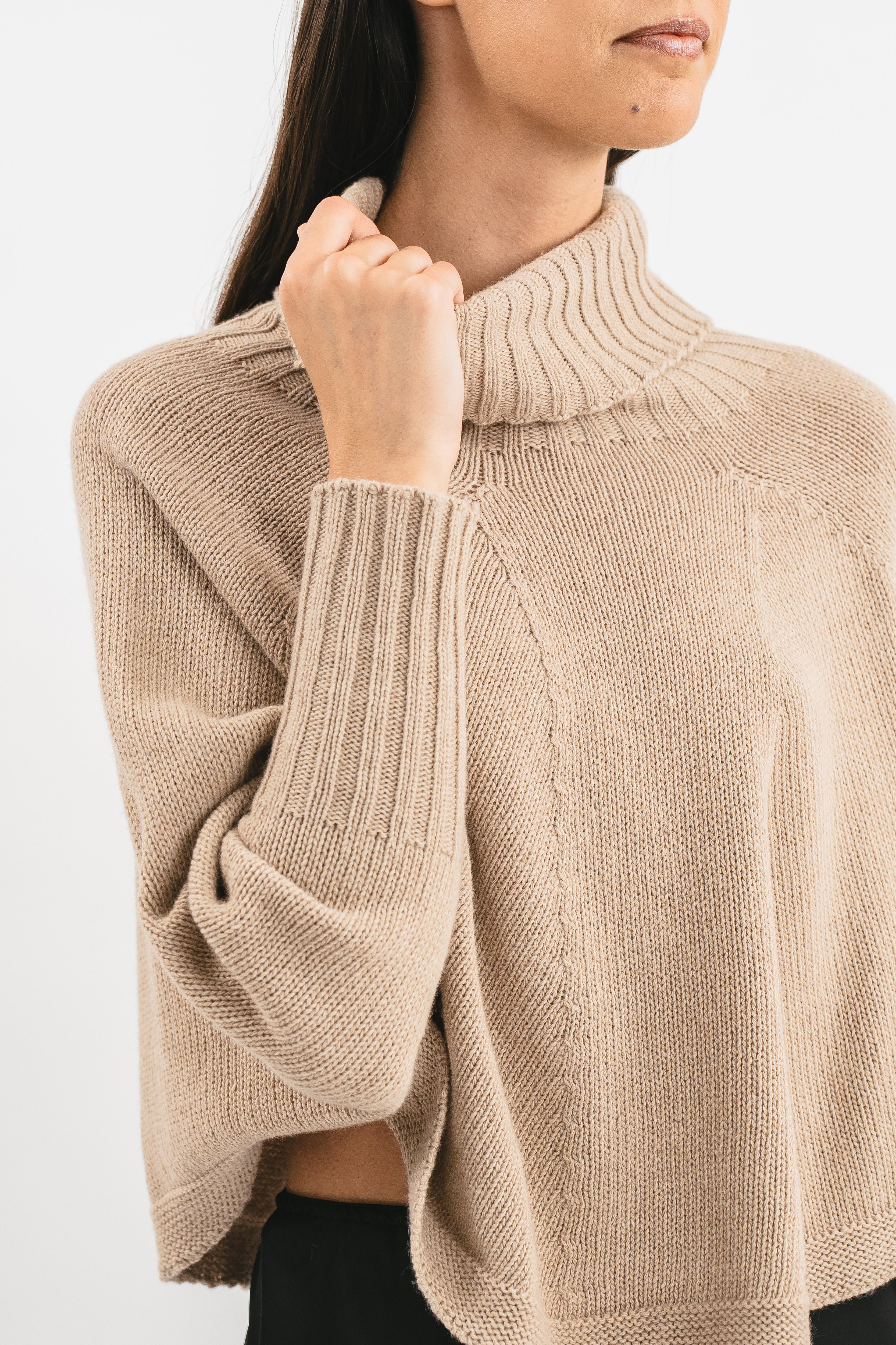 High neck poncho sweater