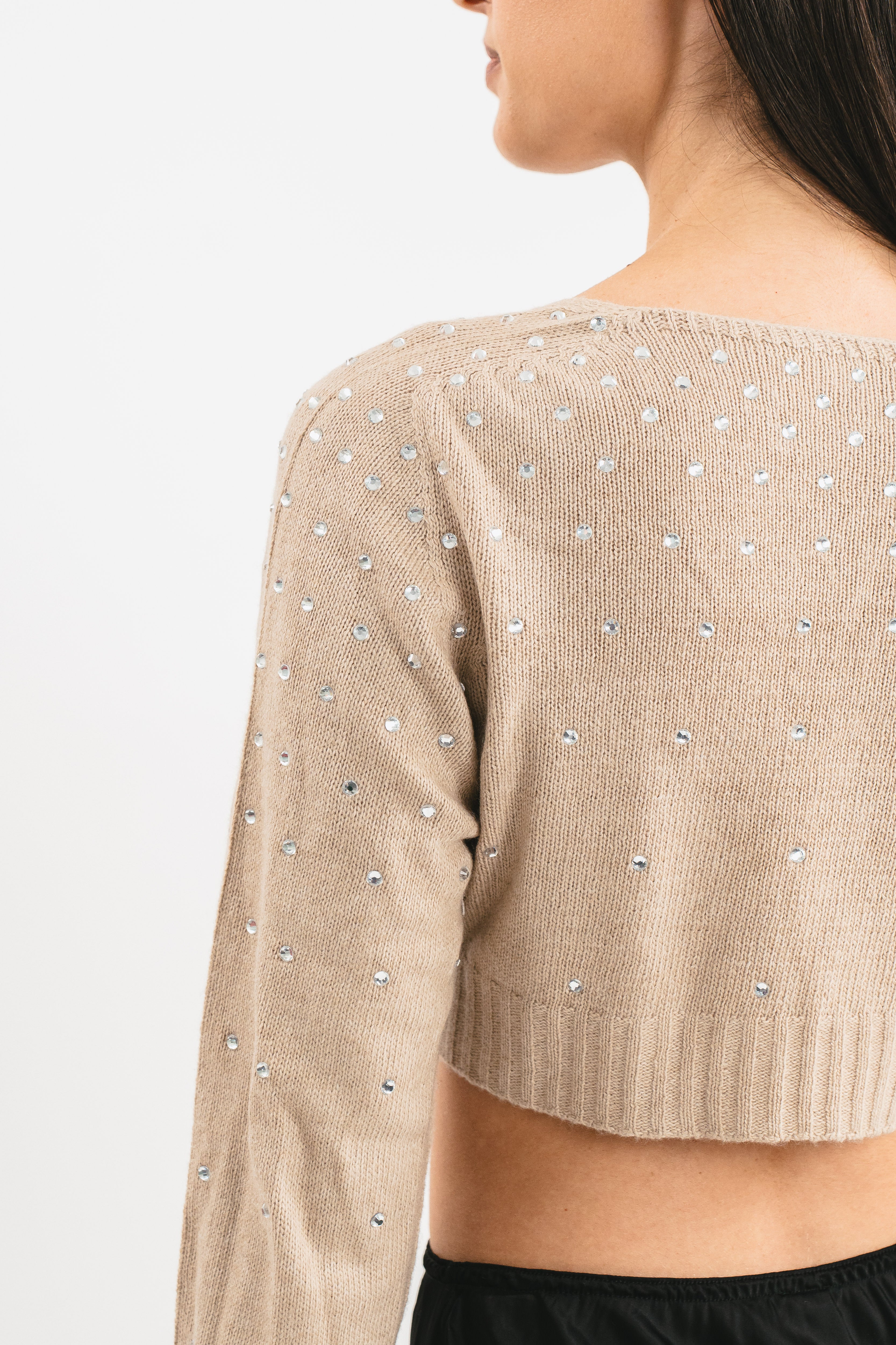 Cropped shrug with rhinestones