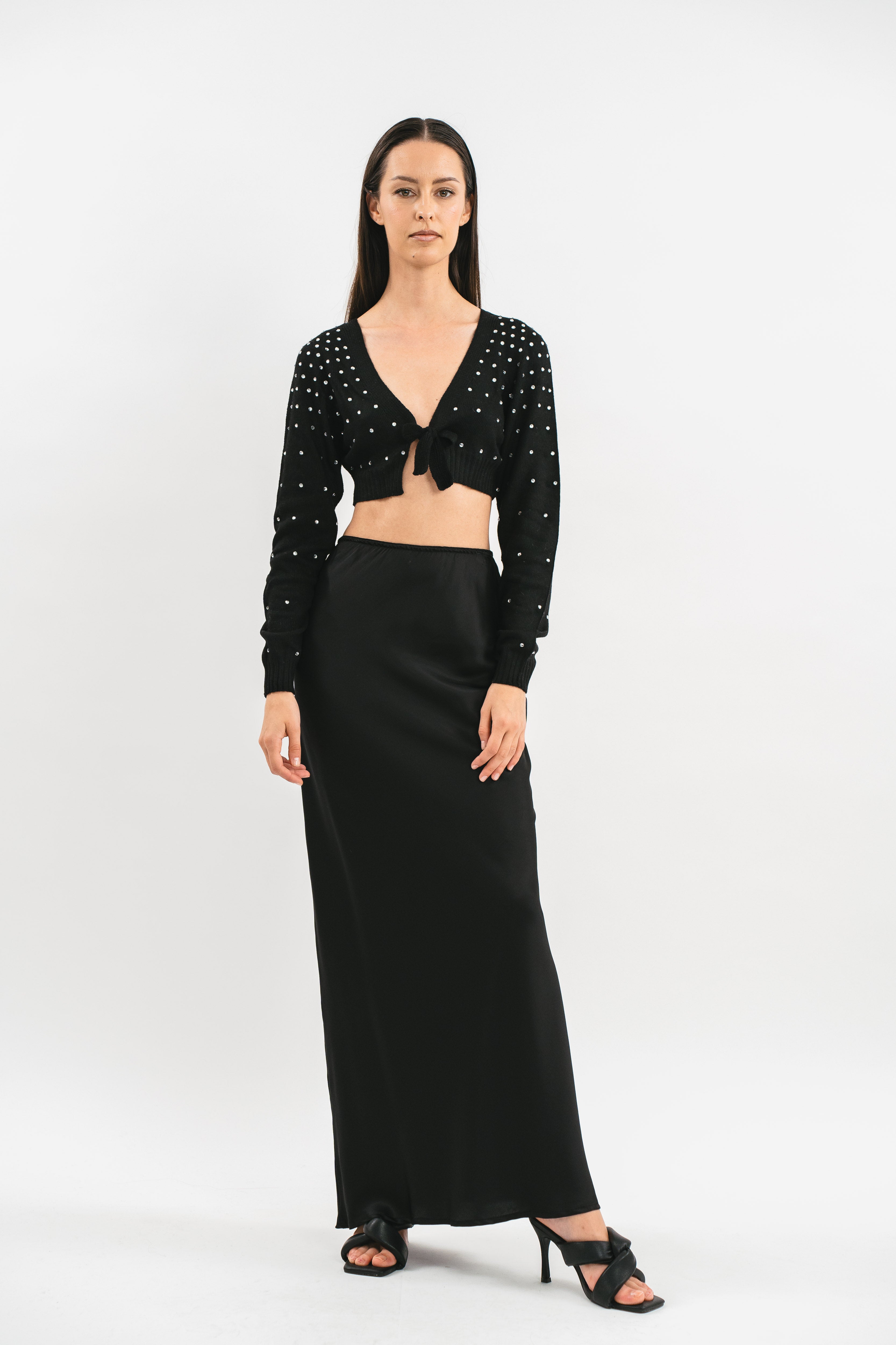 Cropped shrug with rhinestones