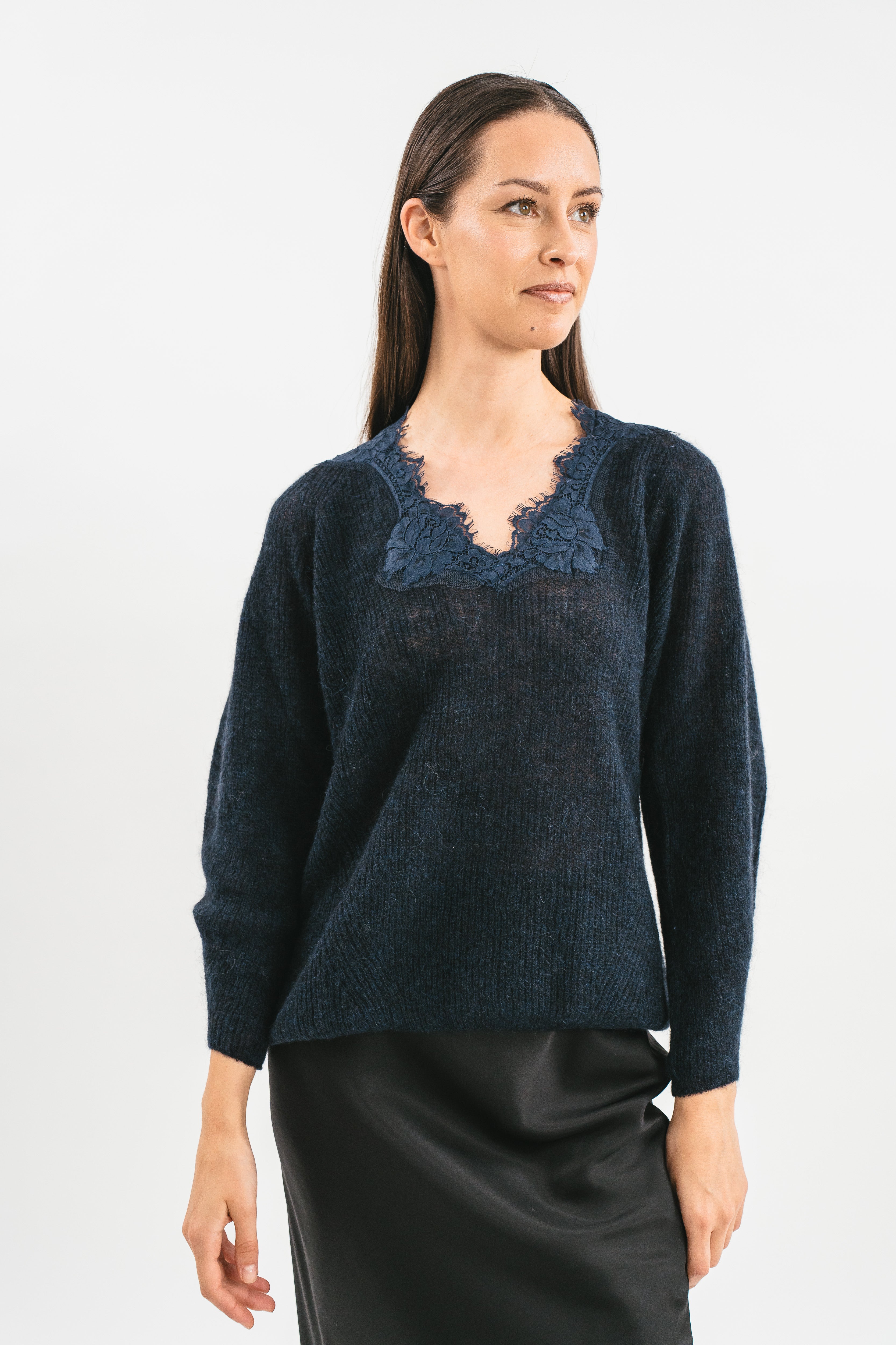 V-neck sweater with lace