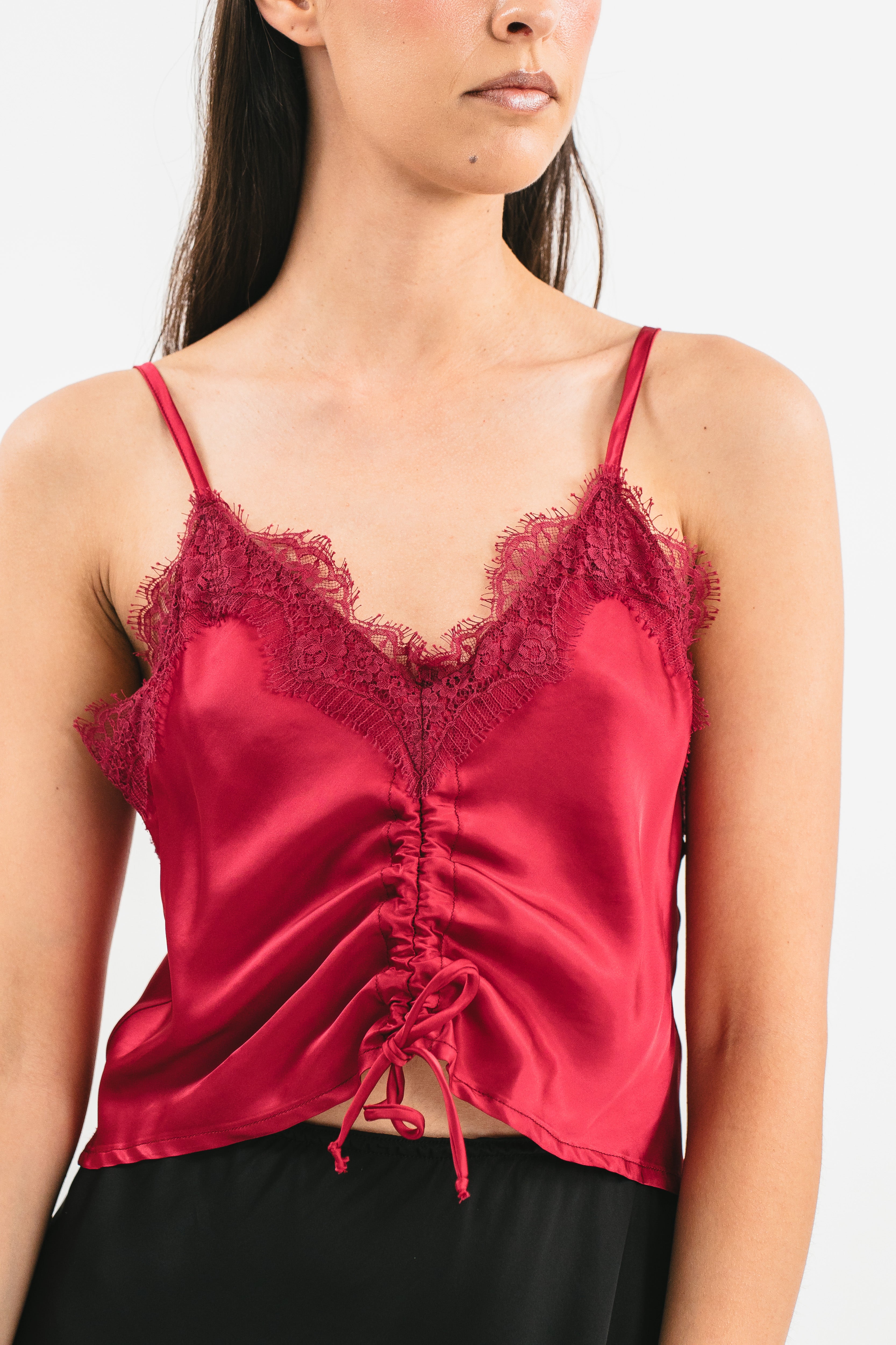 Top with drawstring and lace