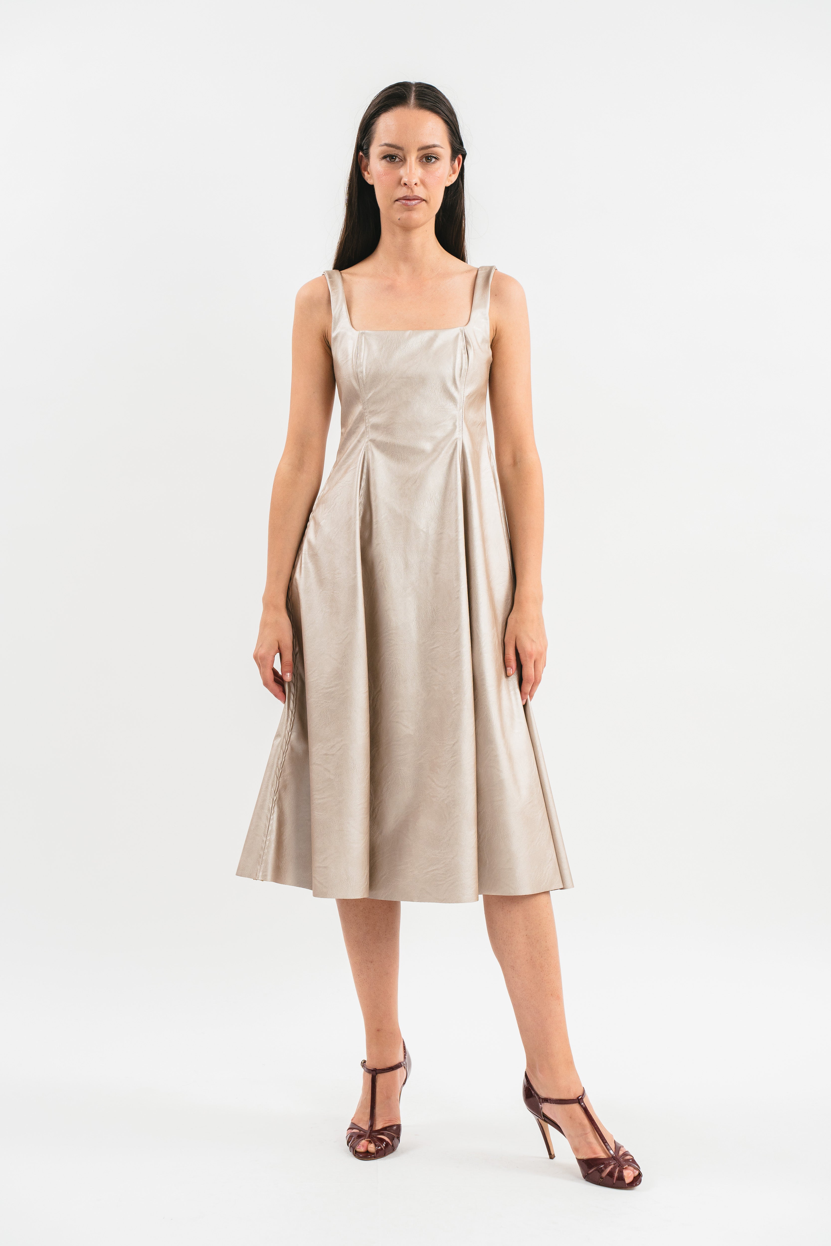 Midi dress in eco leather