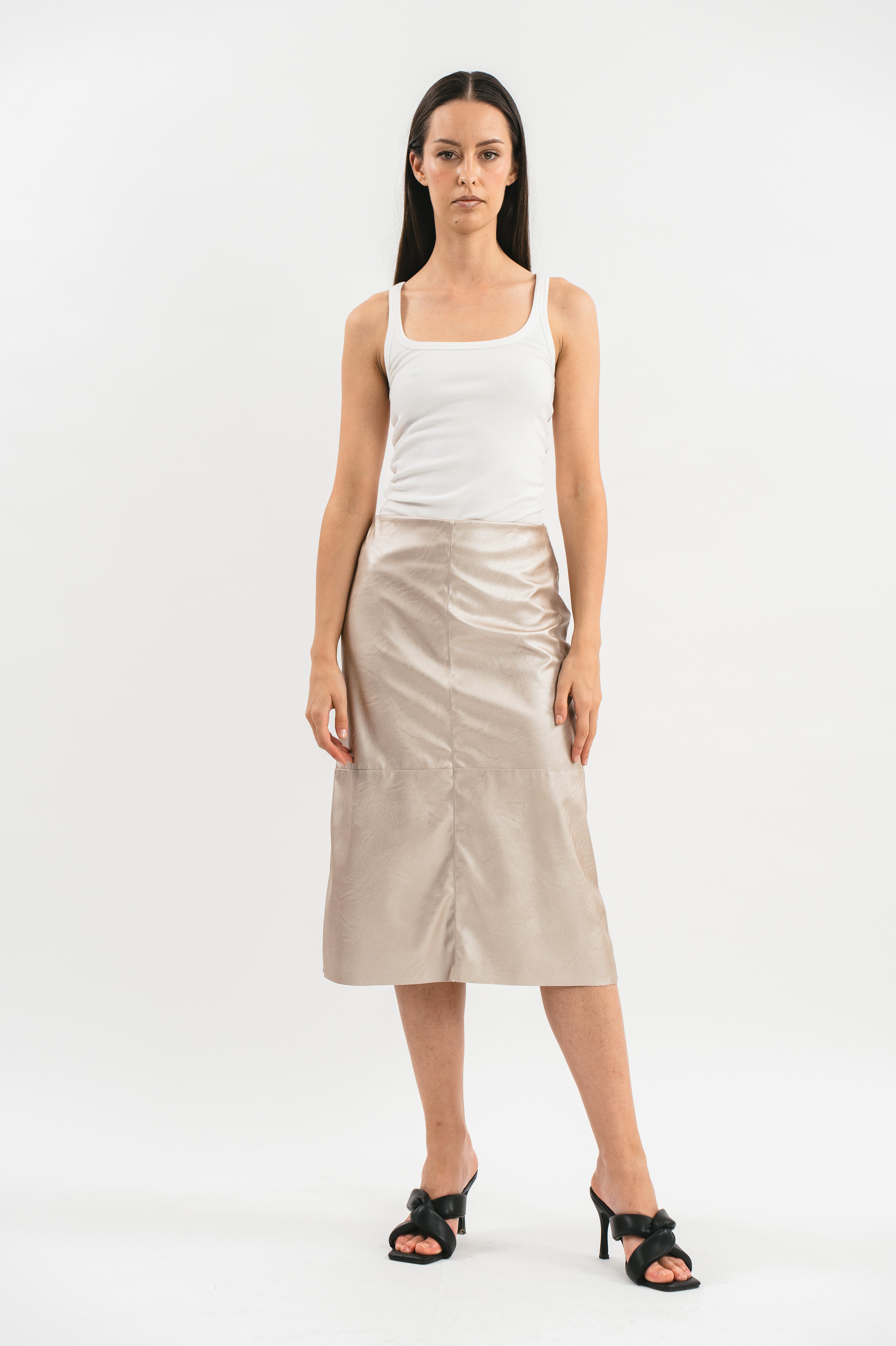 Eco-leather pencil skirt