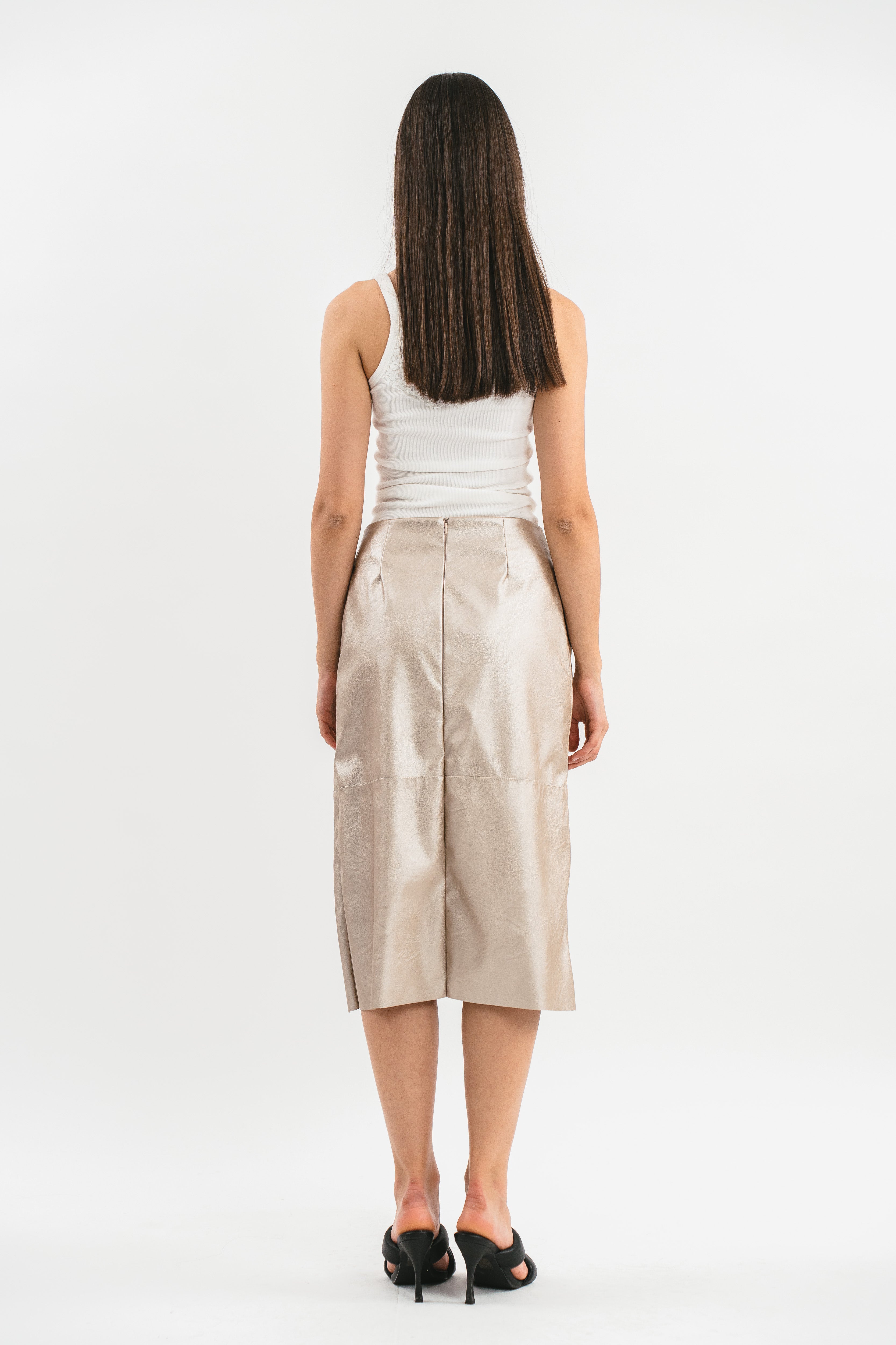 Eco-leather pencil skirt