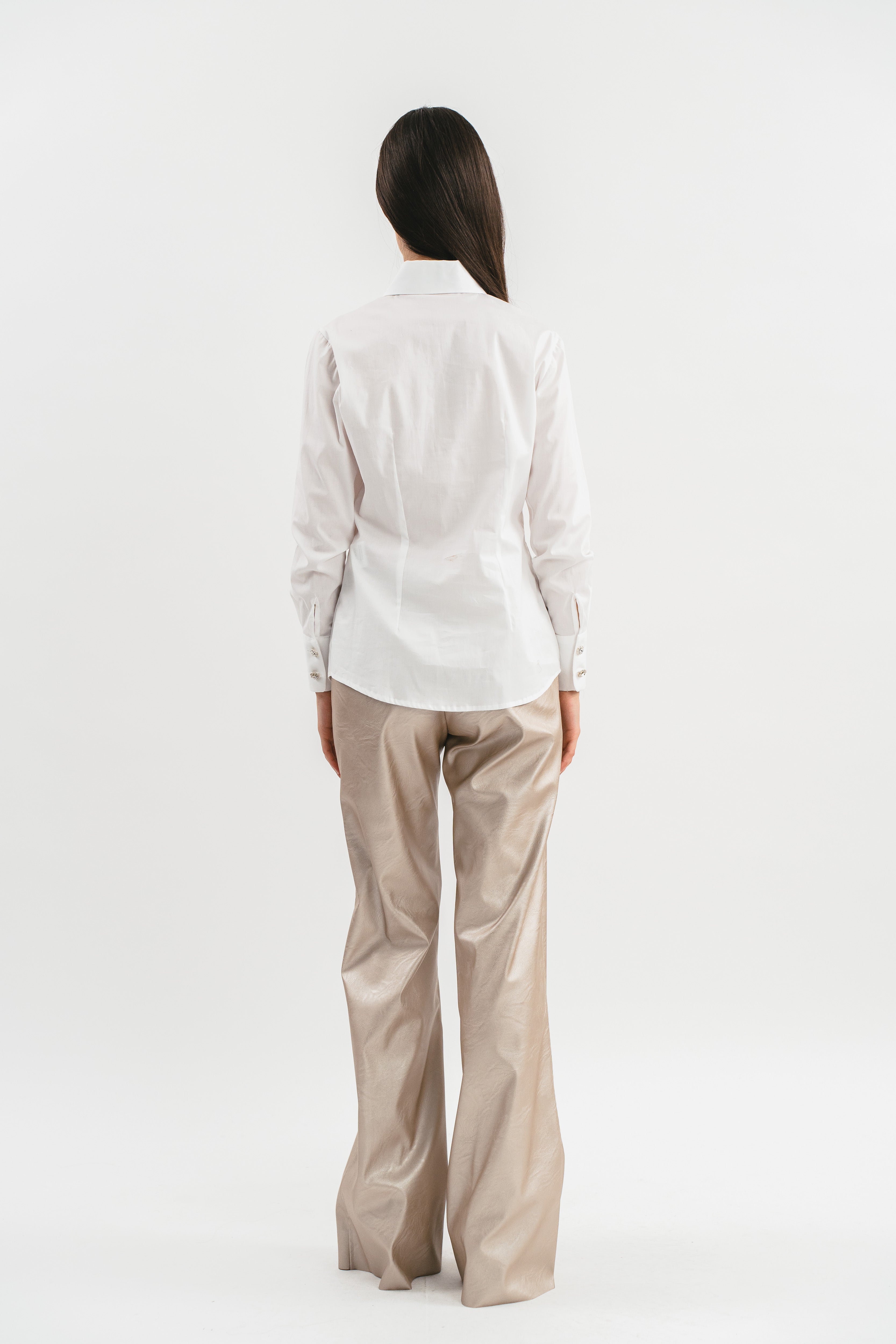 Shirt with pleated plastron