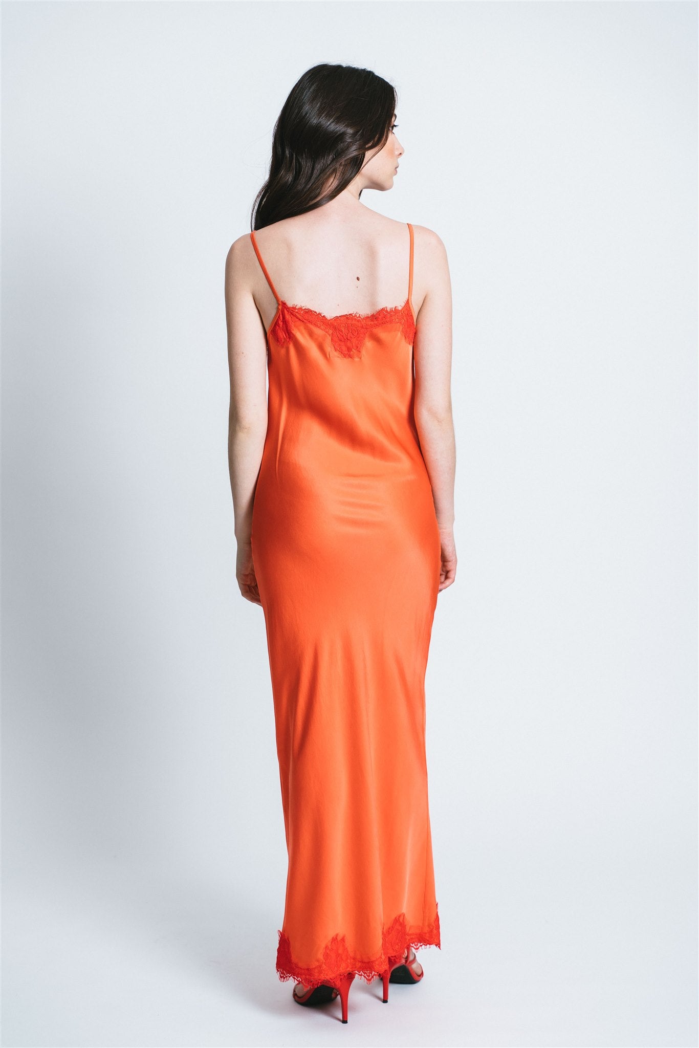 SLIP DRESS CLAUDIA IN VISCOSA CON PIZZO