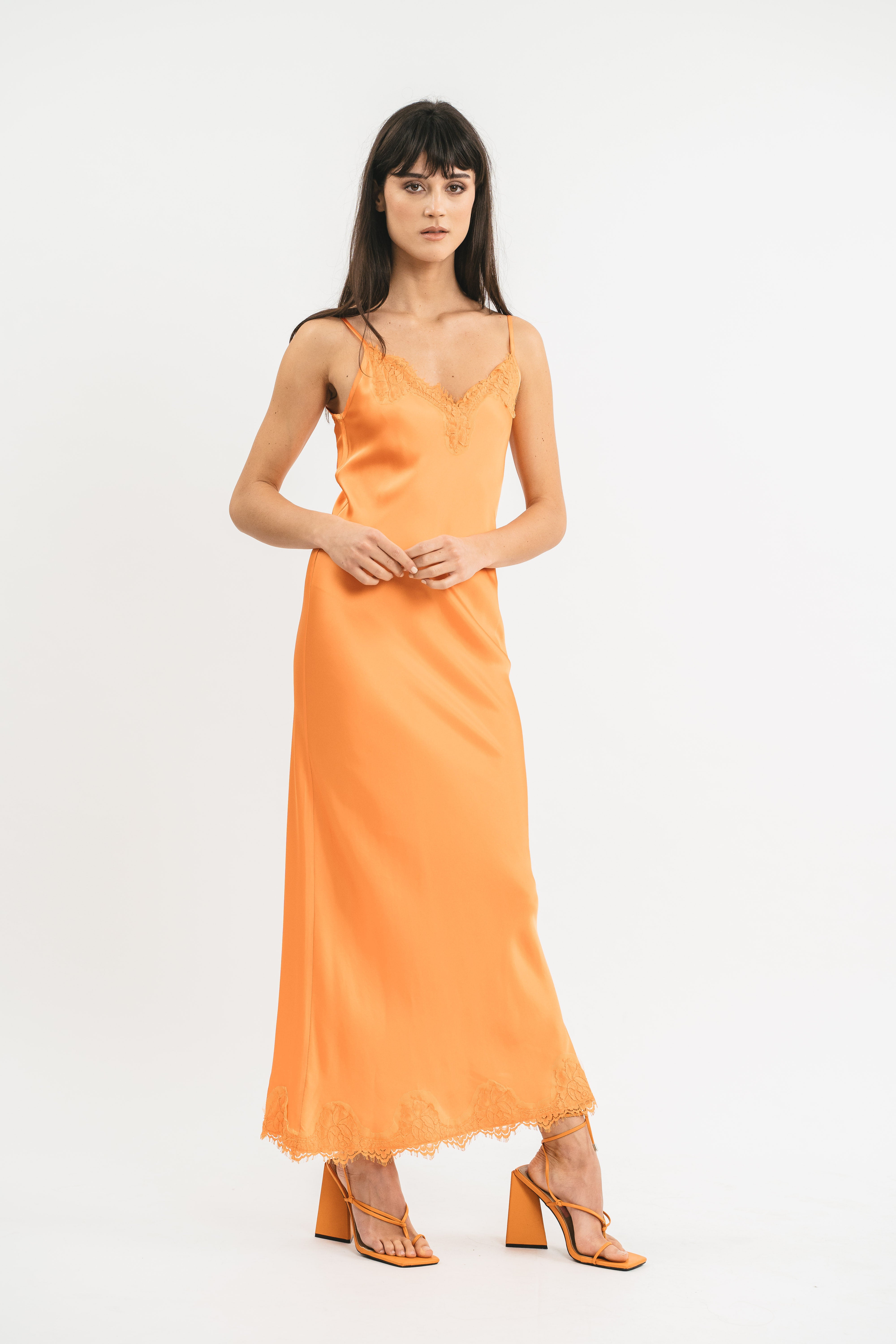 SLIP DRESS CLAUDIA IN VISCOSA CON PIZZO