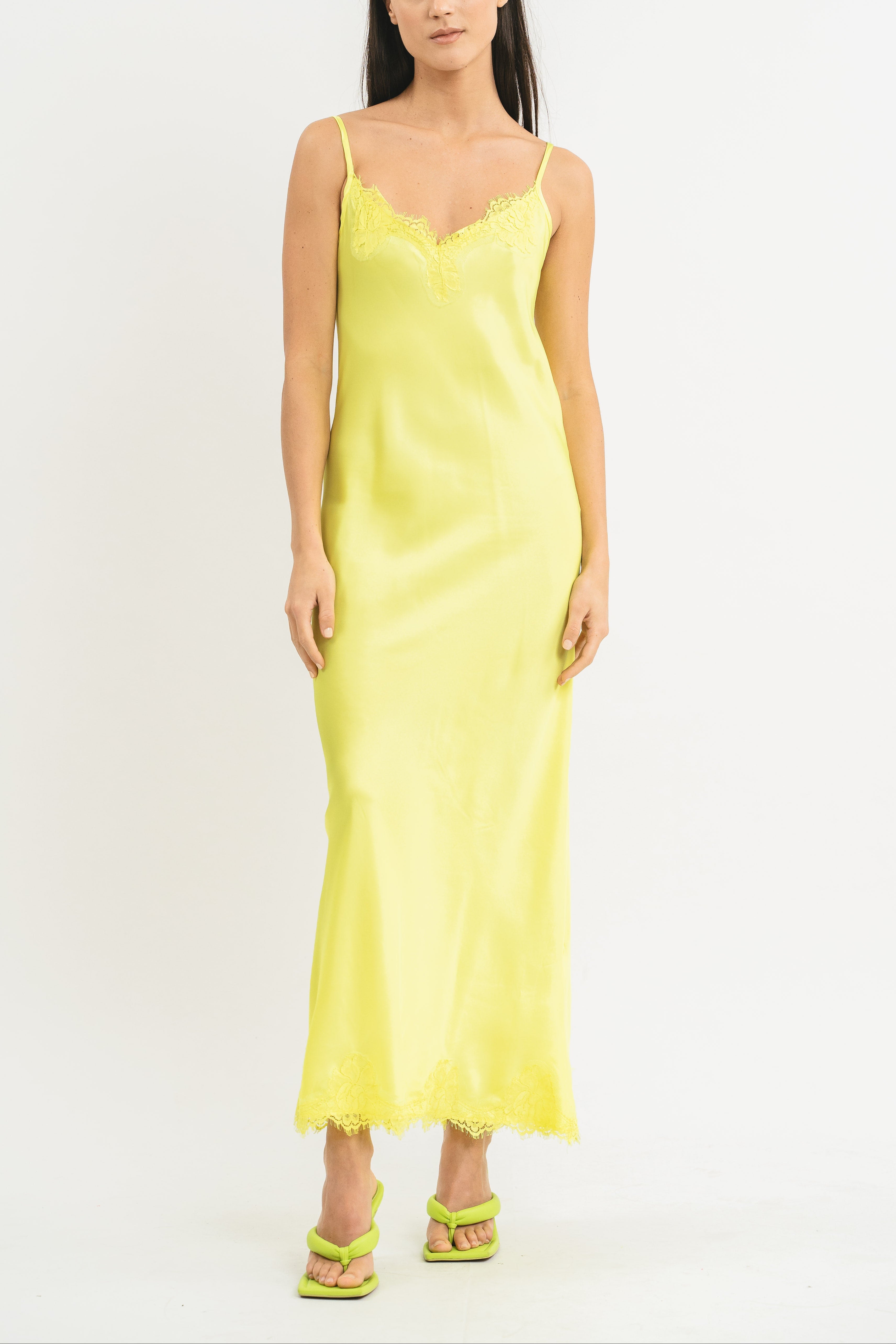 Long slip dress with lace