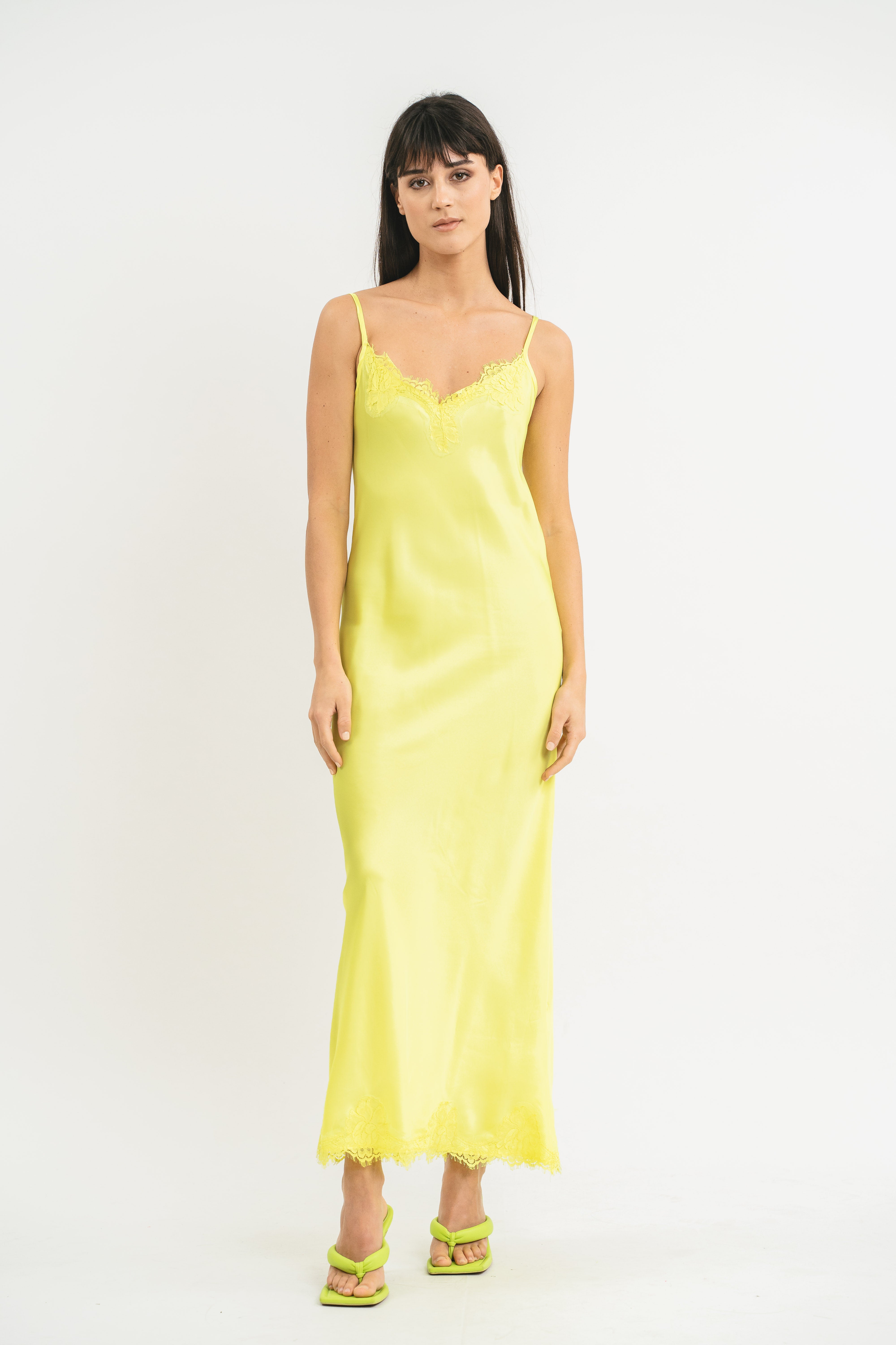 SLIP DRESS CLAUDIA IN VISCOSA CON PIZZO