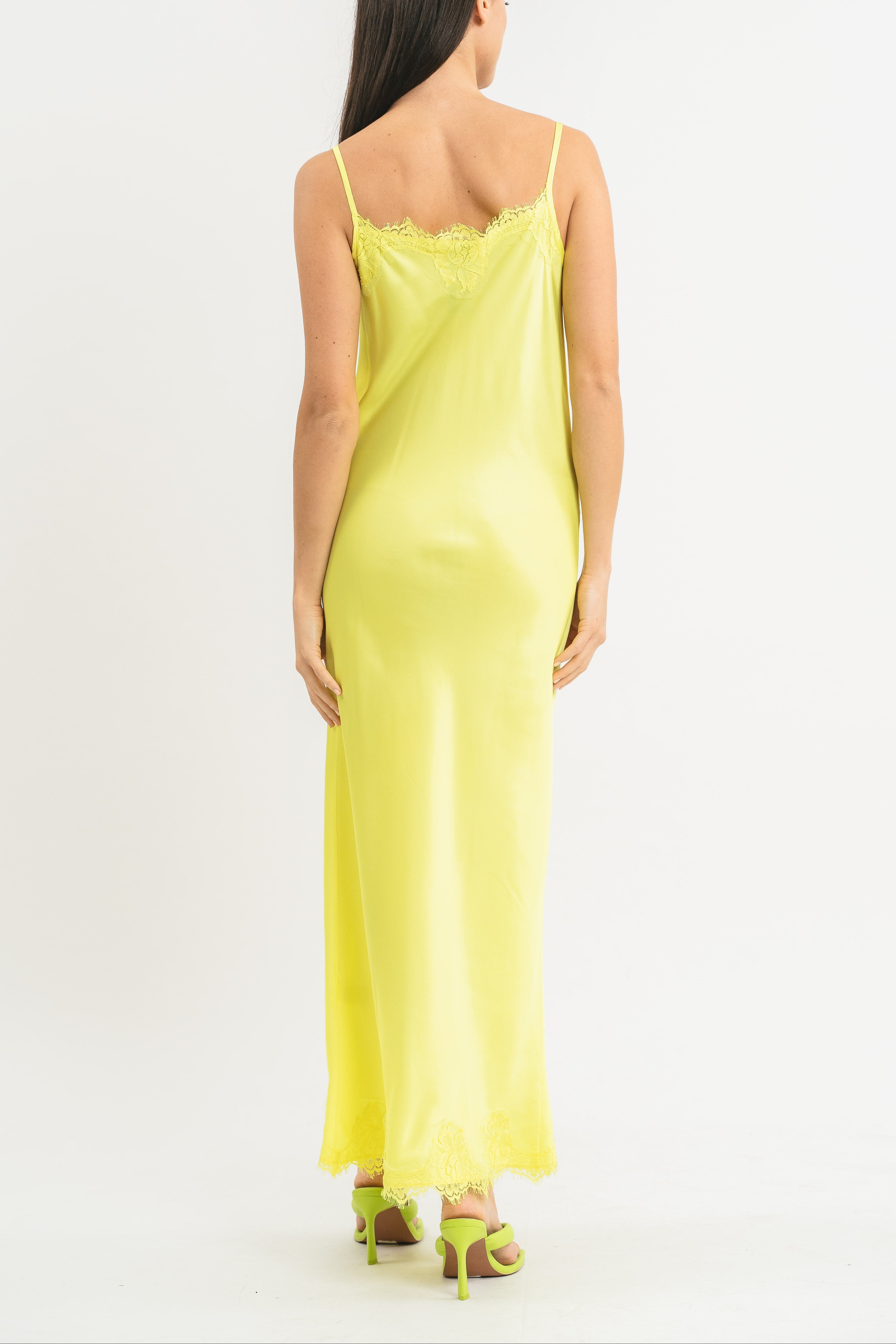 Long slip dress with lace