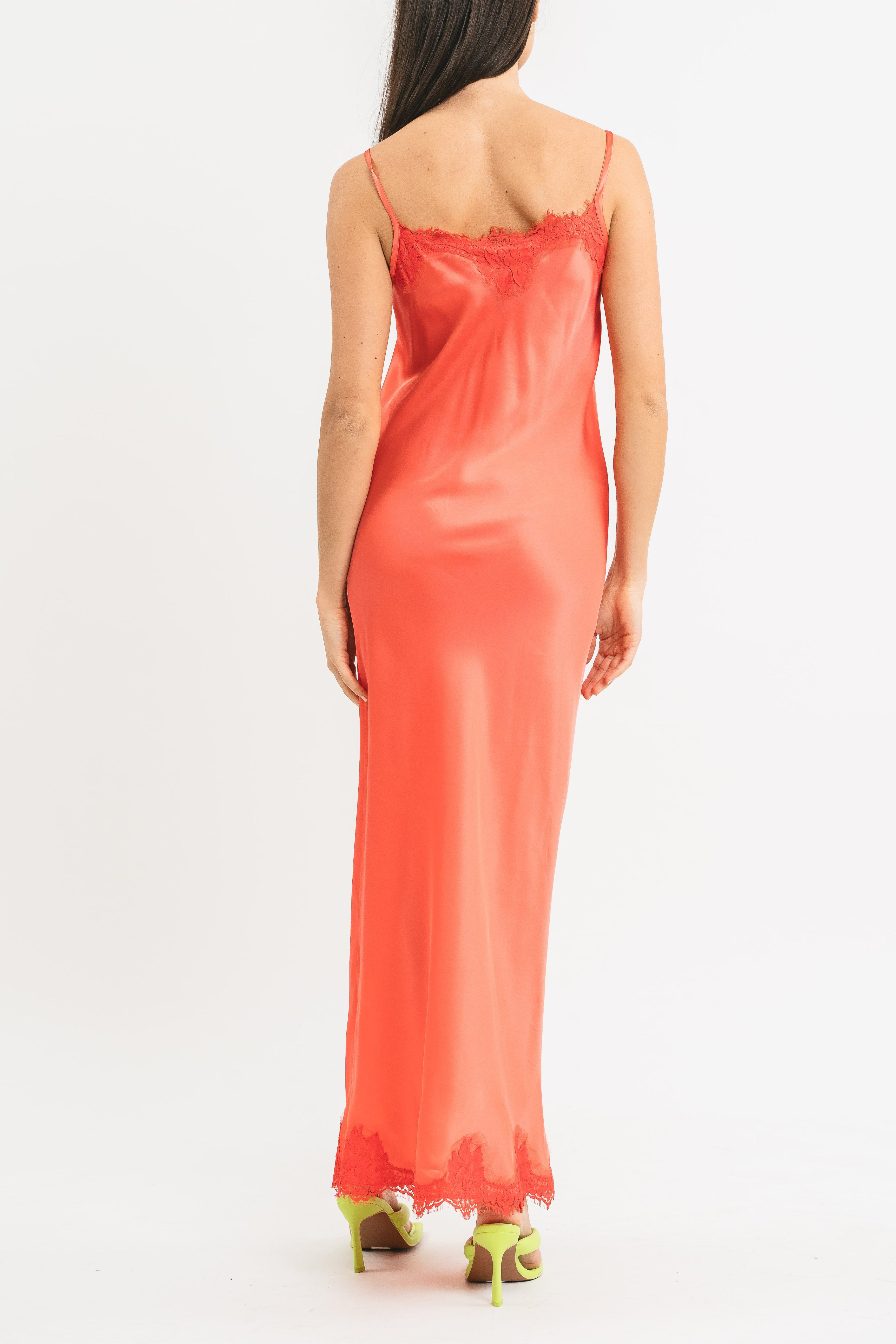 Long slip dress with lace