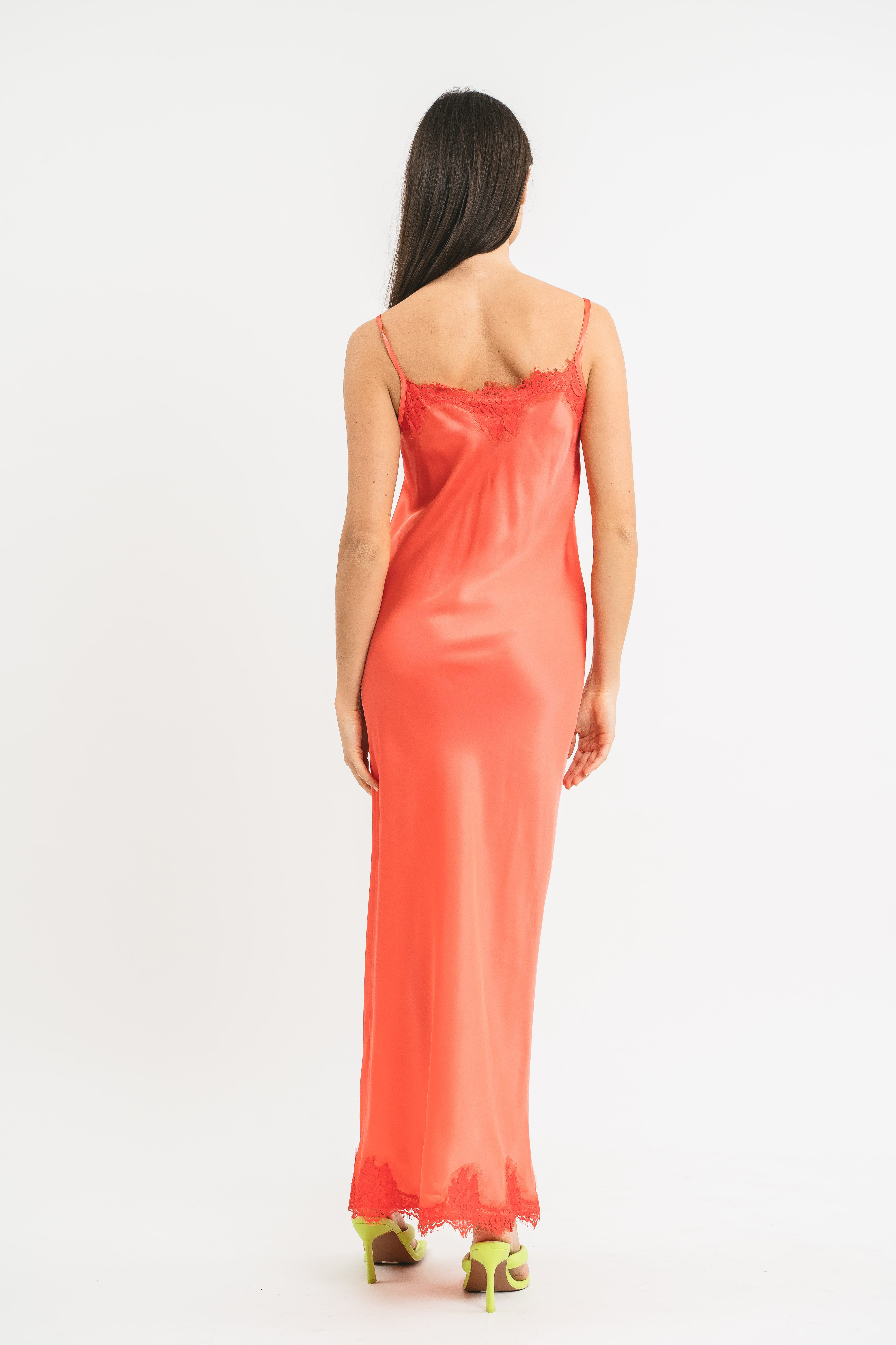 SLIP DRESS CLAUDIA IN VISCOSA CON PIZZO