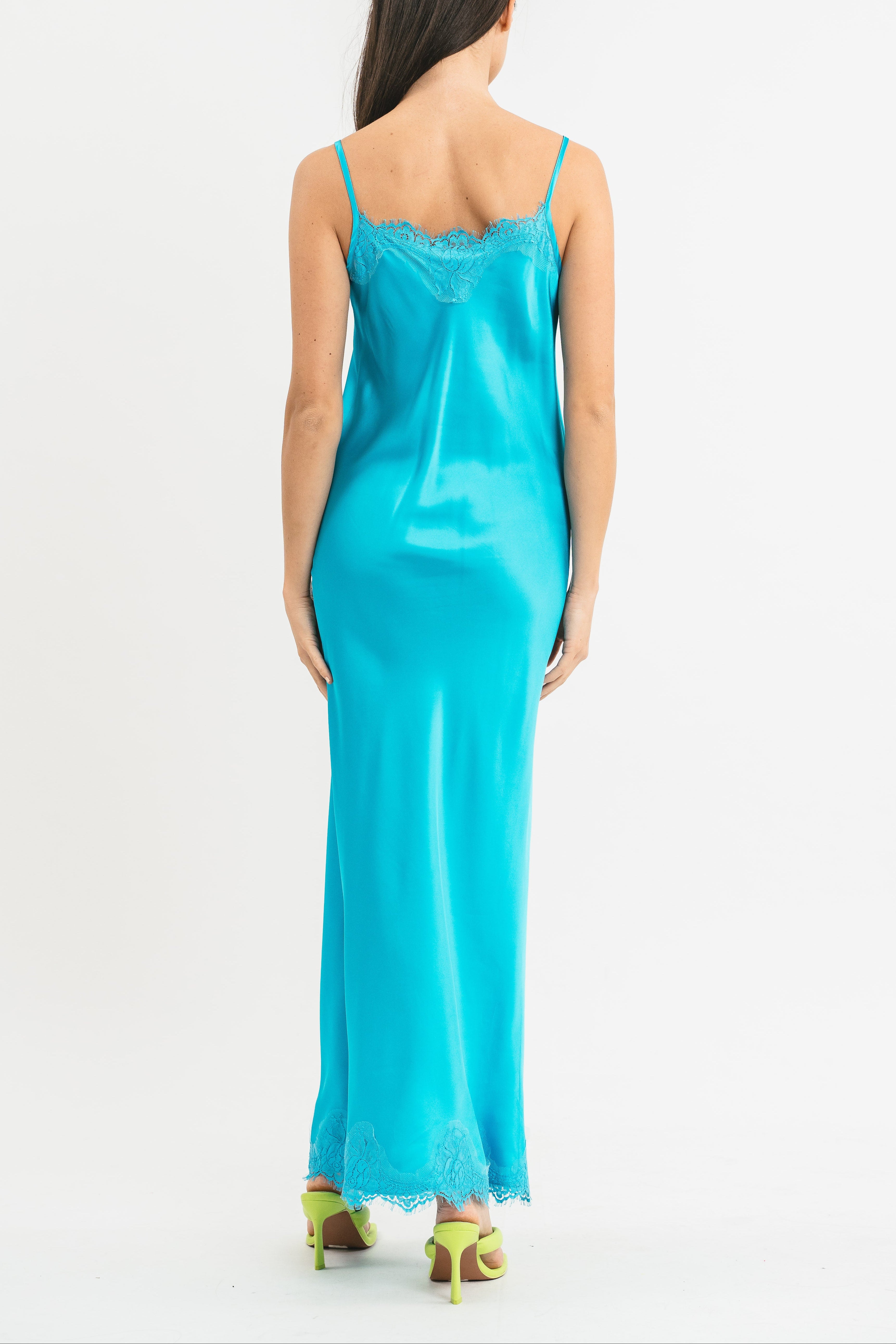 Long slip dress with lace