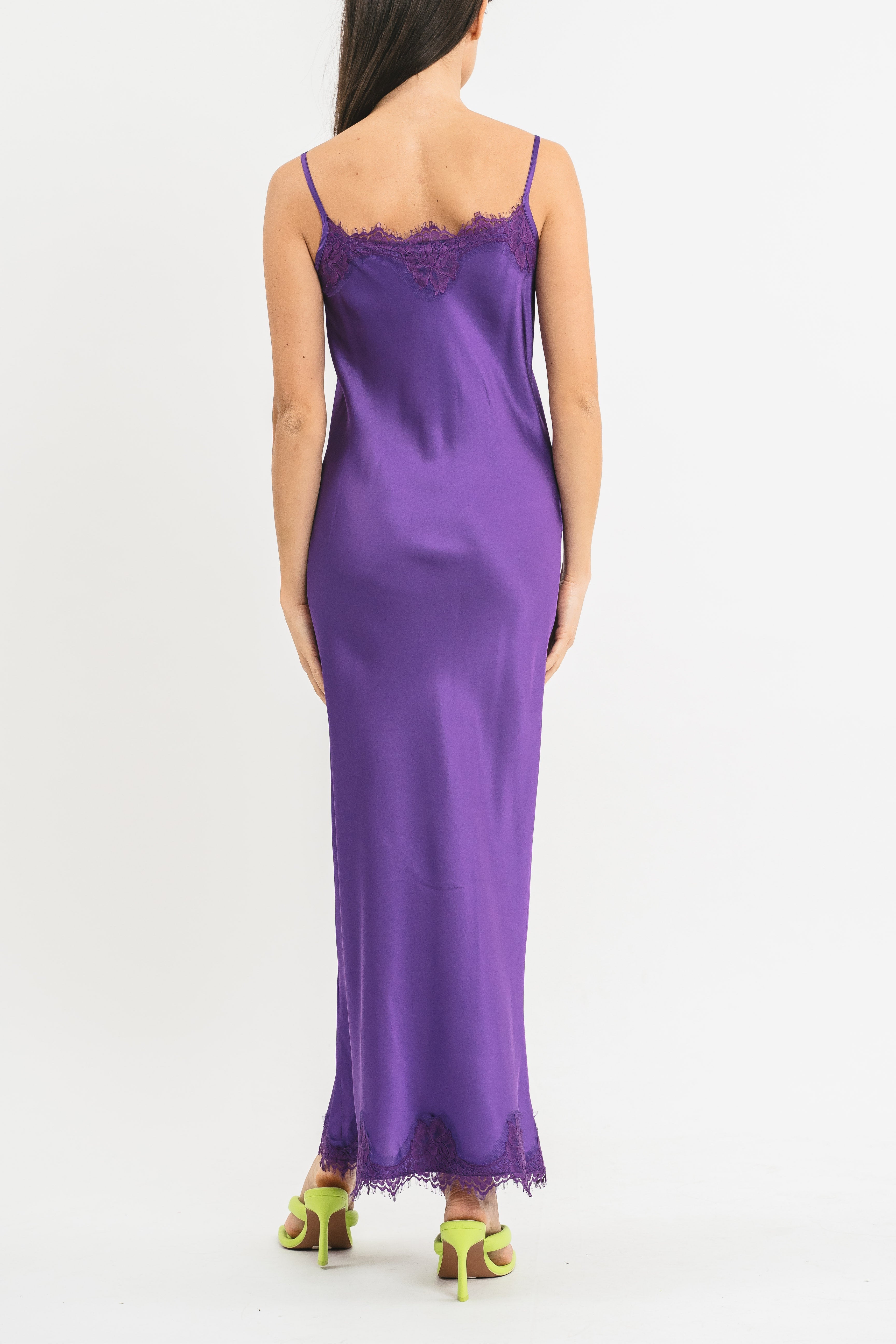 Long slip dress with lace