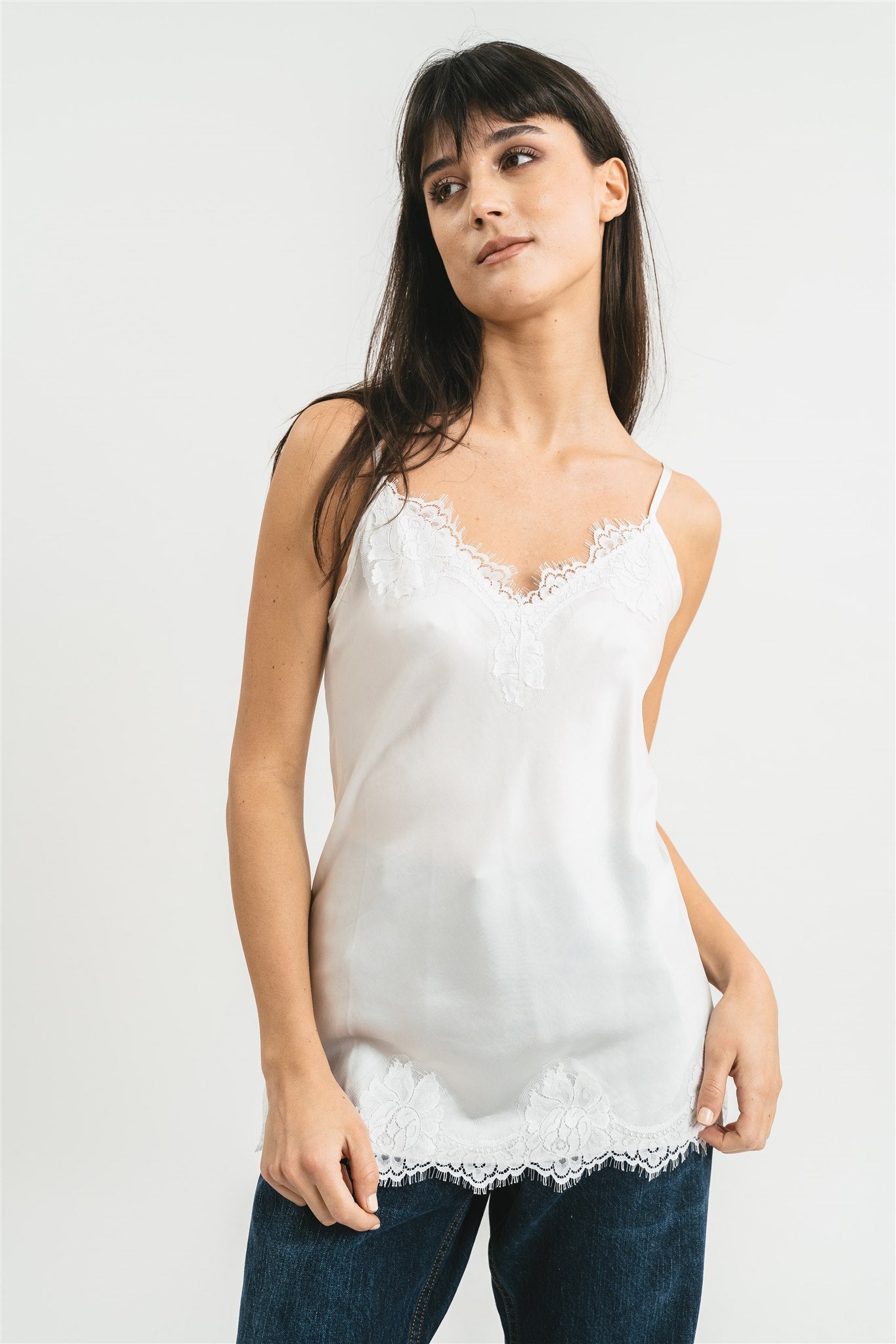 Top with lace and fine shoulders