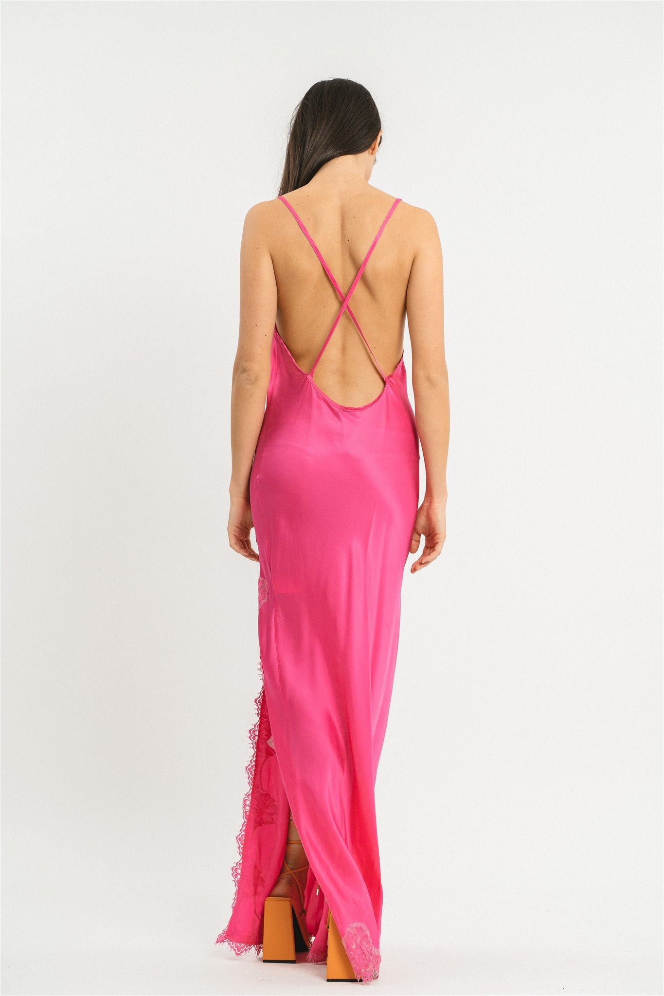 SLIP DRESS SOFIA MARIA VISCOSA CON PIZZO