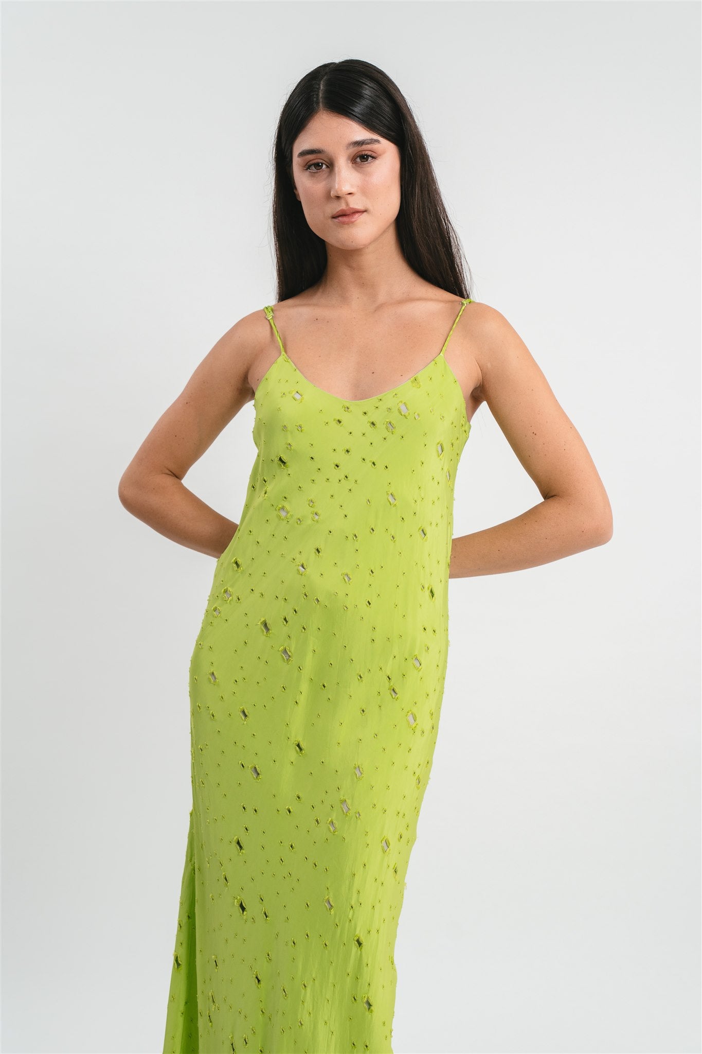 Perforated slip dress