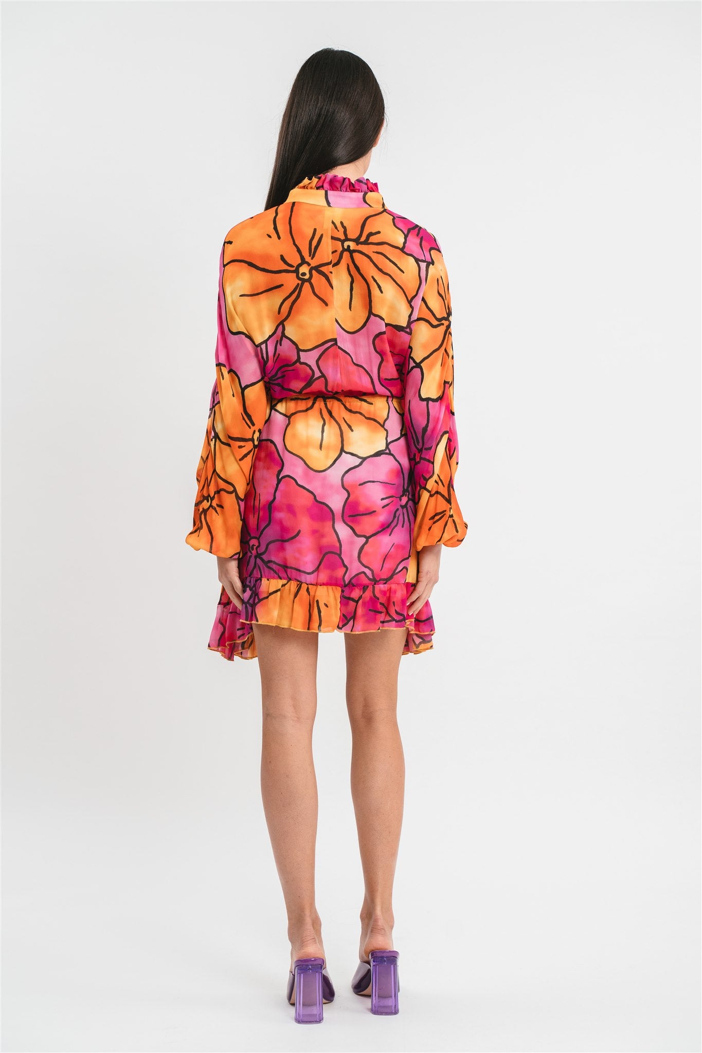 Short maxi floral print dress