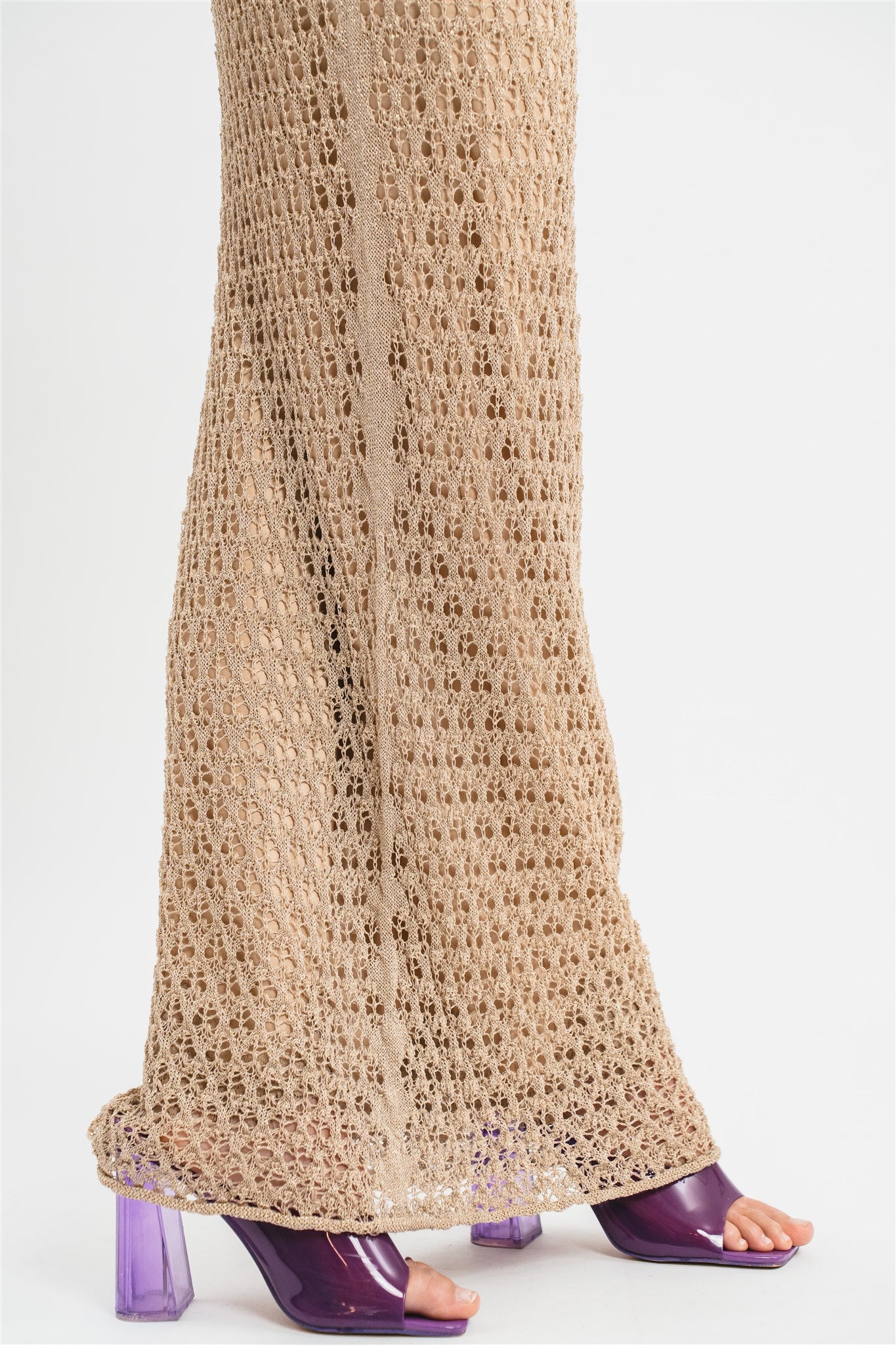 Sleeveless openwork dress with lurex thread