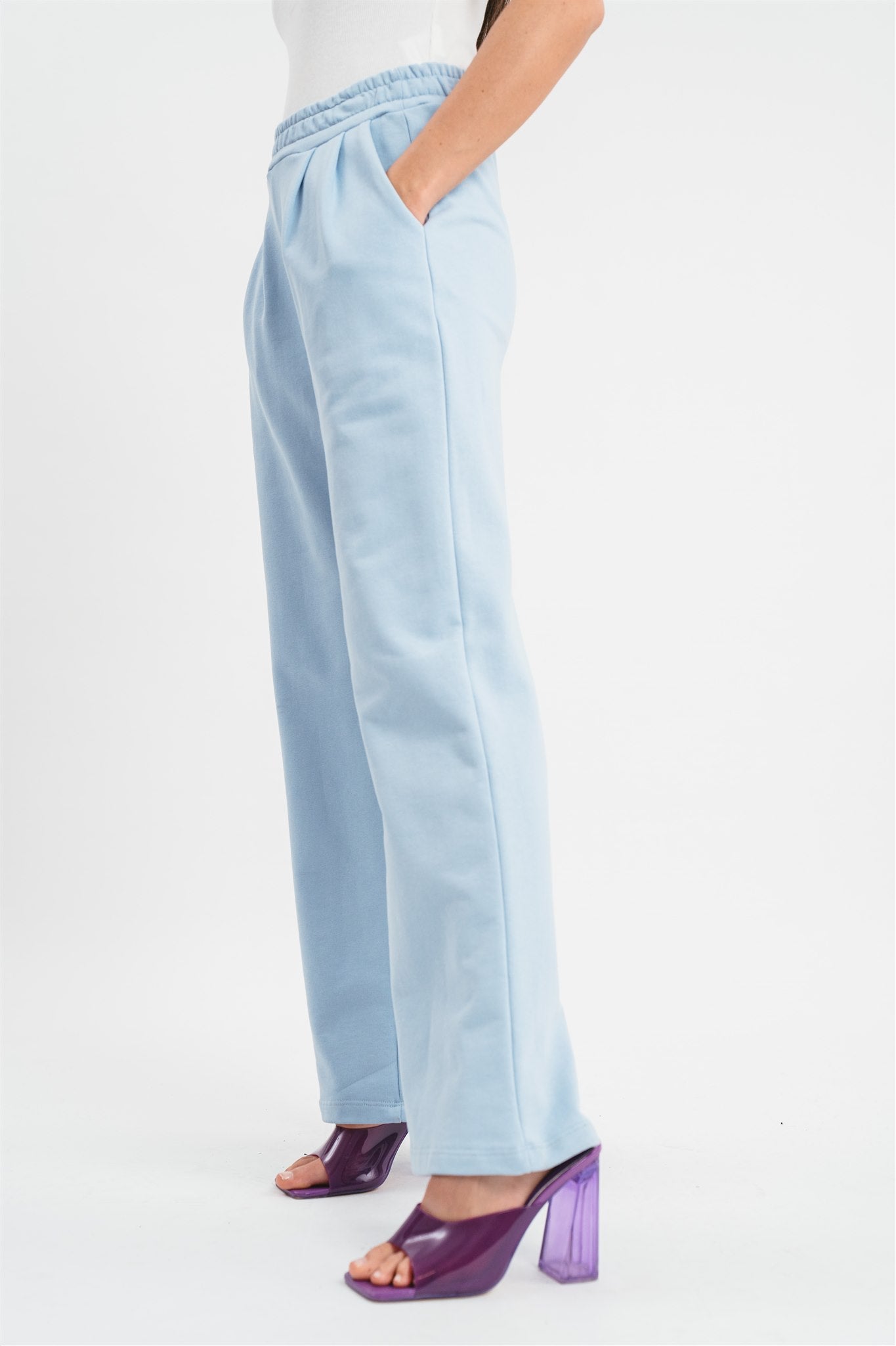 Palazzo fleece trousers with lace details