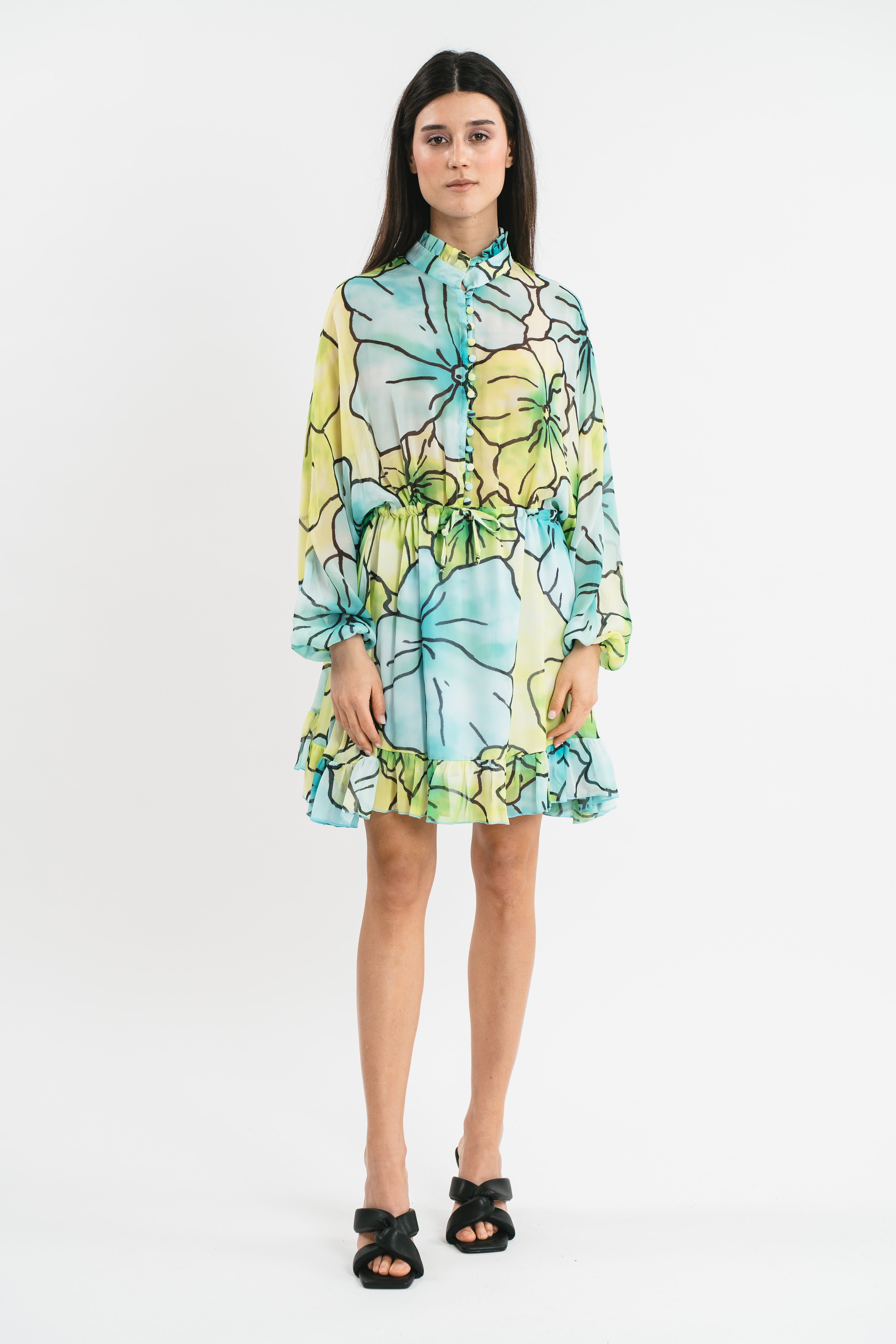 Short maxi floral print dress