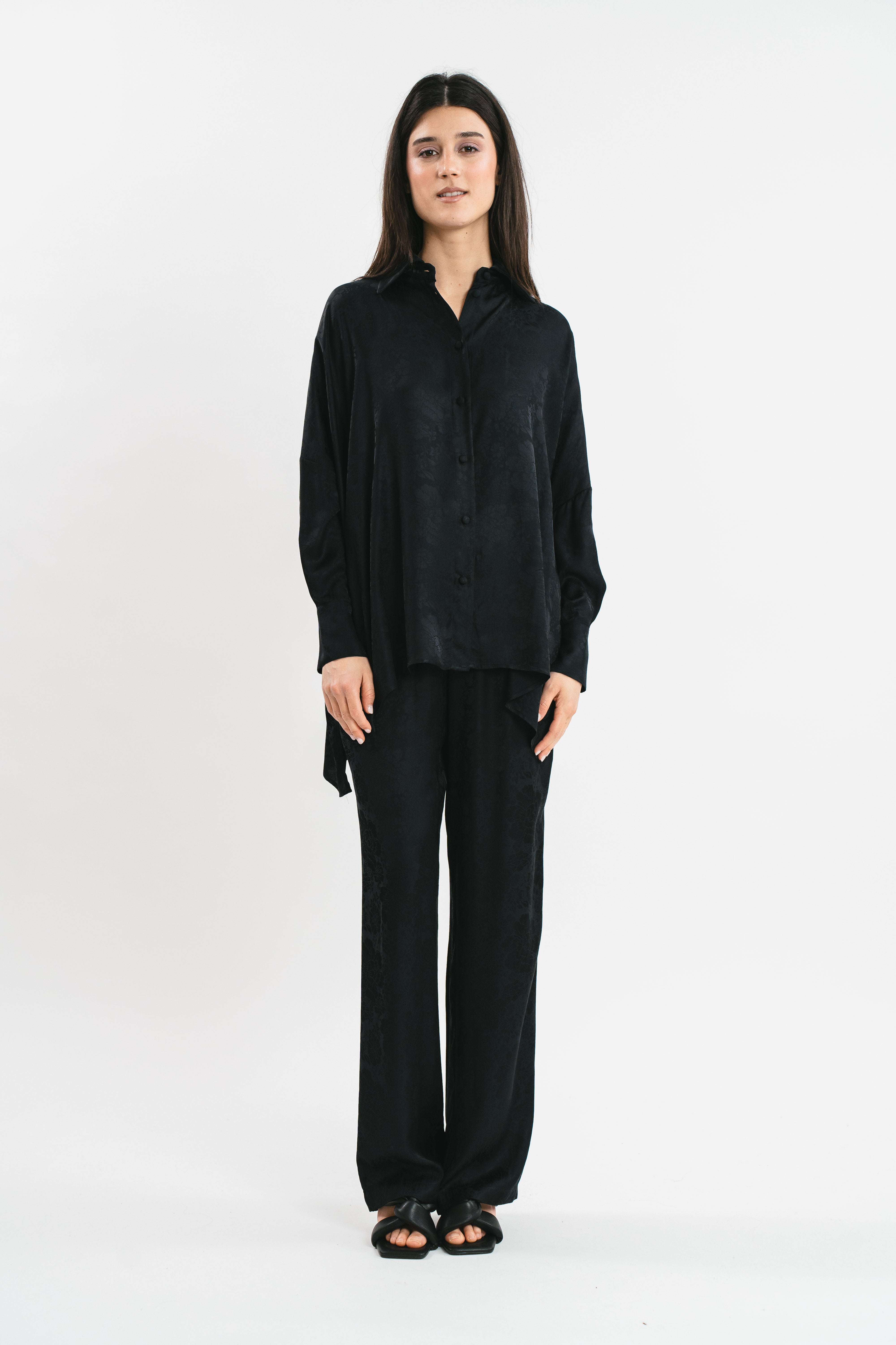 Camicia oversize Jacquard in viscosa