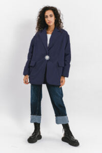 100 gram oversize jacket with jewelled button