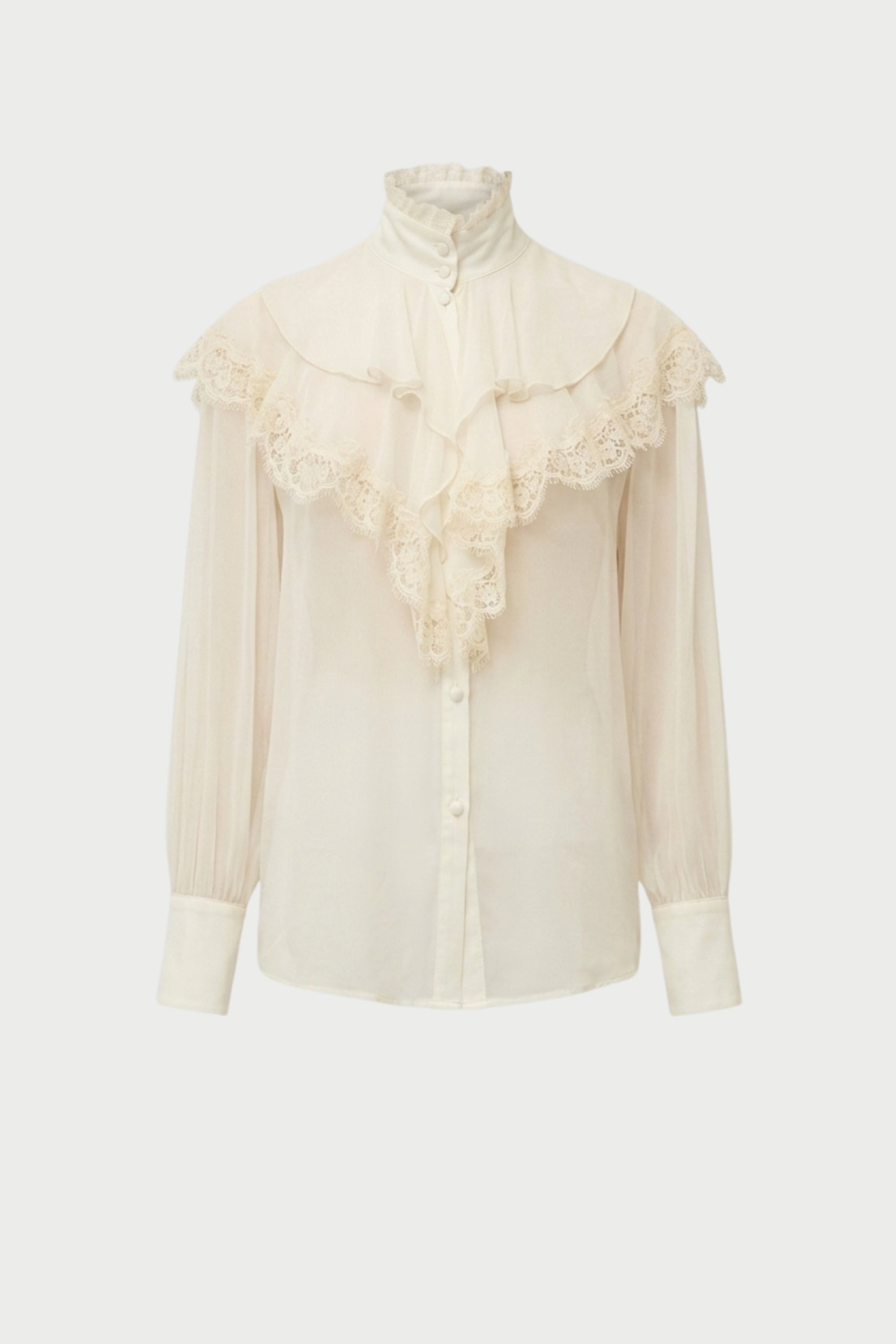 CAMICIA CON ROUCHES E PIZZO