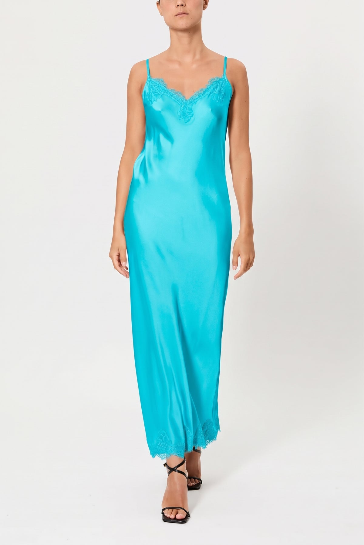 CLAUDIA – VISCOSE AND LACE SLIP DRESS